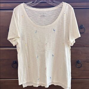 Talbots Cream Tee with Subtle Embroidery